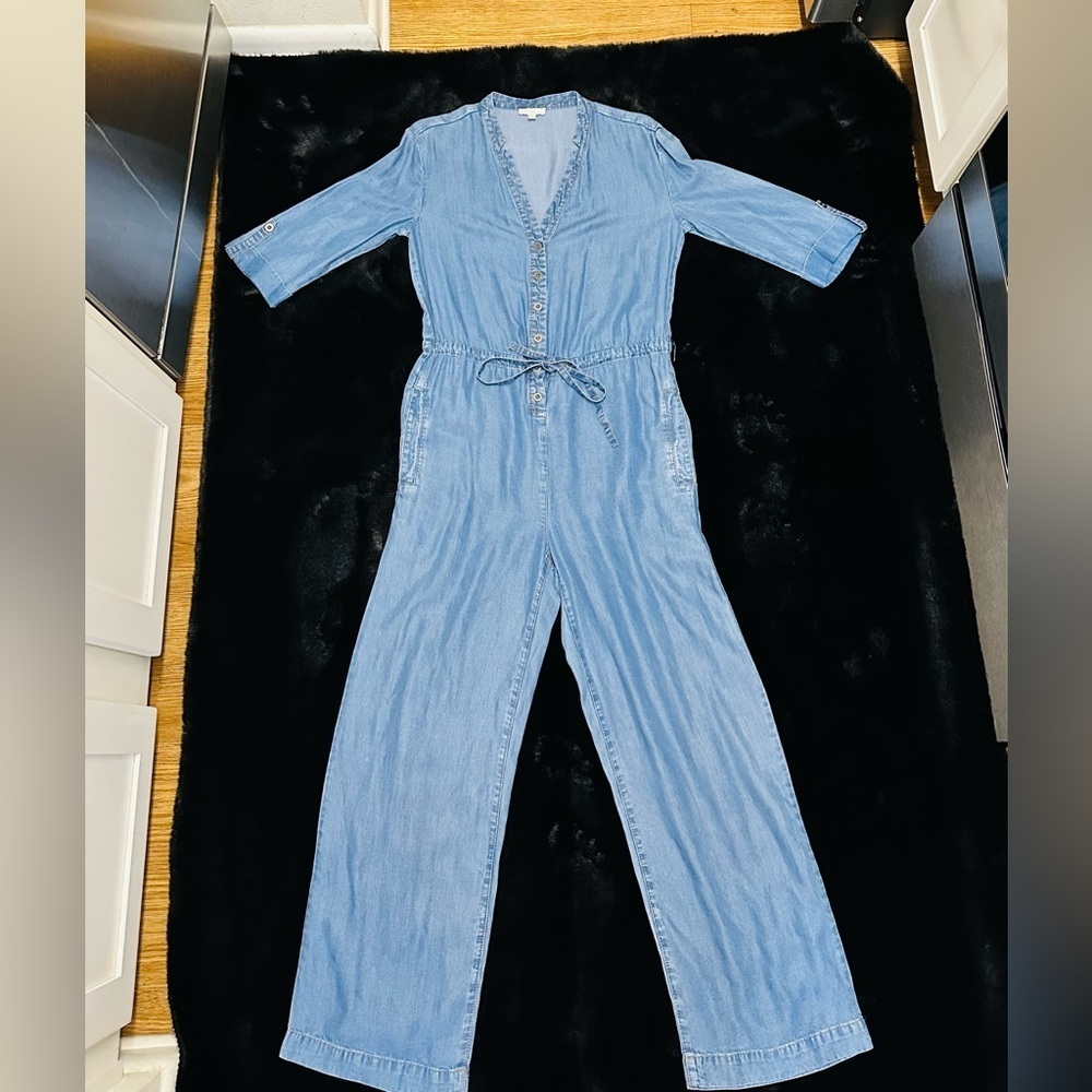 A Loves A Chambray Denim Jumpsuit | Drawstring Waist | XS | New Without Tags